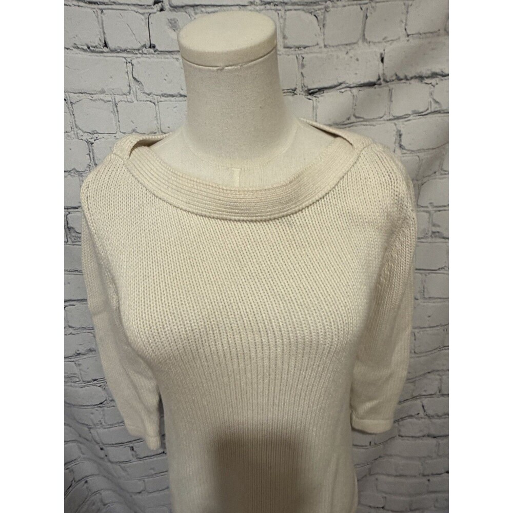 Boden off-white/cream textured shaker Cotton knit Sweater Size 2